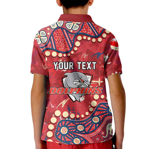 Personalized Dolphins Rugby Kid Polo Shirt Aboriginal Pattern with Graffiti Style Design