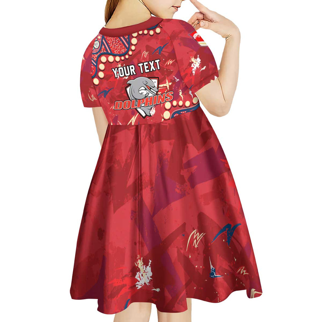 Personalized Dolphins Rugby Kid Short Sleeve Dress Aboriginal Pattern with Graffiti Style Design