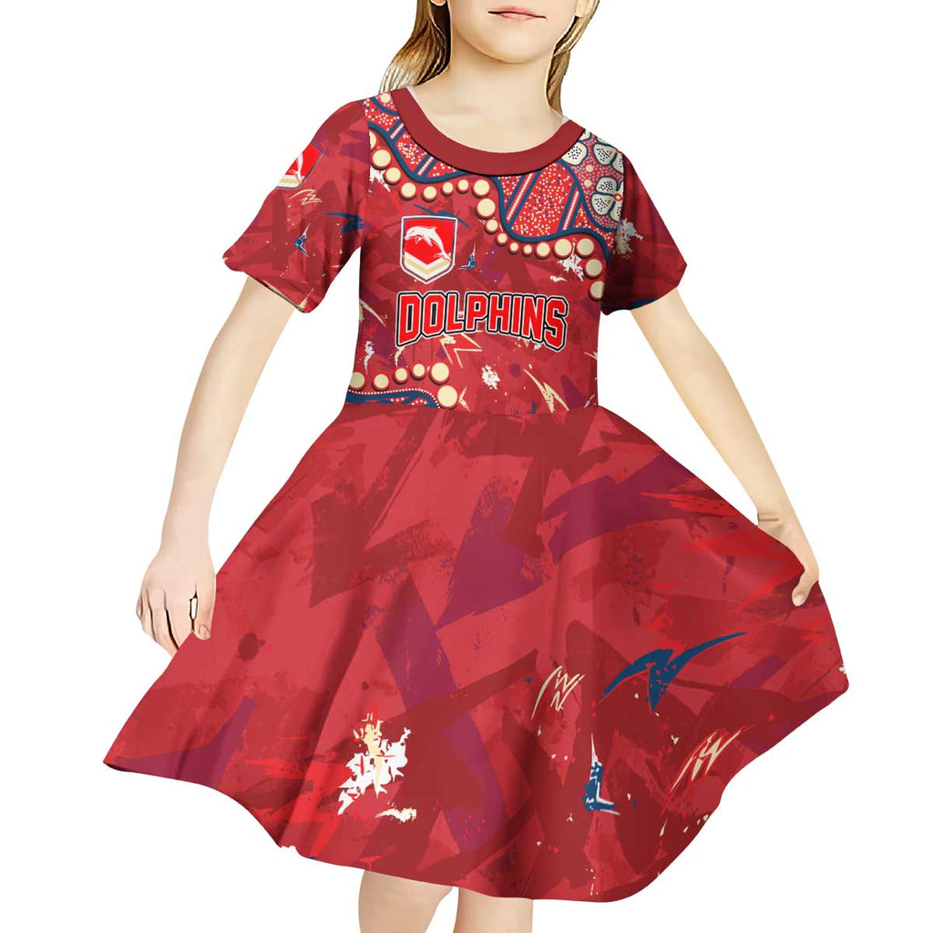 Personalized Dolphins Rugby Kid Short Sleeve Dress Aboriginal Pattern with Graffiti Style Design