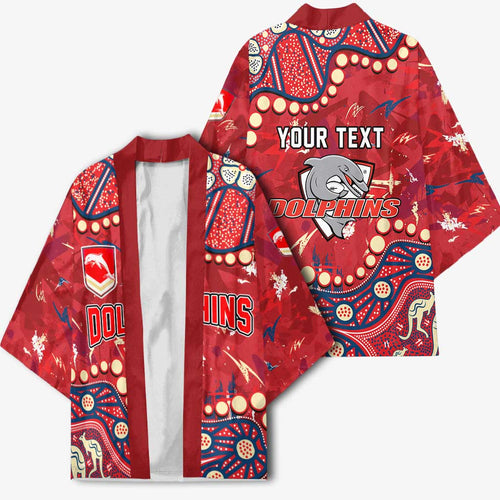 Personalized Dolphins Rugby Kimono Aboriginal Pattern with Graffiti Style Design