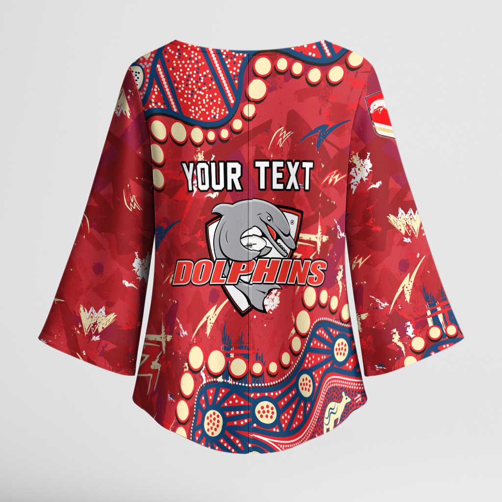 Personalized Dolphins Rugby Kimono Sleeve Blouse Aboriginal Pattern with Graffiti Style Design