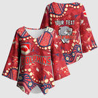 Personalized Dolphins Rugby Kimono Sleeve Blouse Aboriginal Pattern with Graffiti Style Design