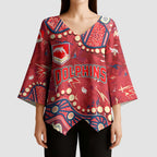 Personalized Dolphins Rugby Kimono Sleeve Blouse Aboriginal Pattern with Graffiti Style Design