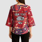 Personalized Dolphins Rugby Kimono Sleeve Blouse Aboriginal Pattern with Graffiti Style Design