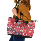 Personalized Dolphins Rugby Leather Tote Bag Aboriginal Pattern with Graffiti Style Design