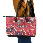 Personalized Dolphins Rugby Leather Tote Bag Aboriginal Pattern with Graffiti Style Design