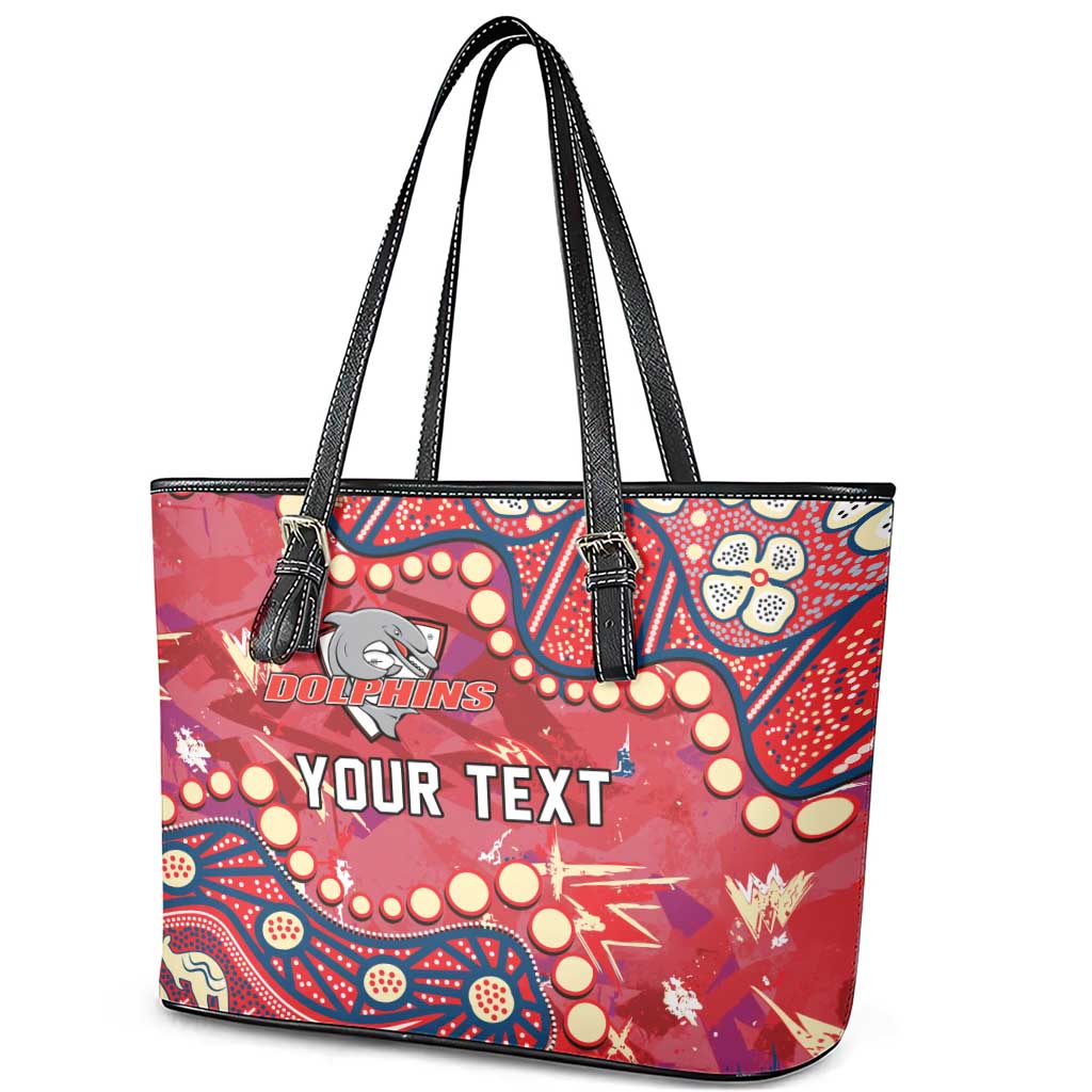 Personalized Dolphins Rugby Leather Tote Bag Aboriginal Pattern with Graffiti Style Design
