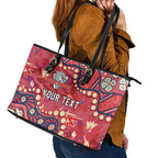 Personalized Dolphins Rugby Leather Tote Bag Aboriginal Pattern with Graffiti Style Design