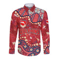 Personalized Dolphins Rugby Long Sleeve Button Shirt Aboriginal Pattern with Graffiti Style Design