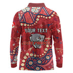Personalized Dolphins Rugby Long Sleeve Polo Shirt Aboriginal Pattern with Graffiti Style Design