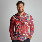 Personalized Dolphins Rugby Long Sleeve Polo Shirt Aboriginal Pattern with Graffiti Style Design