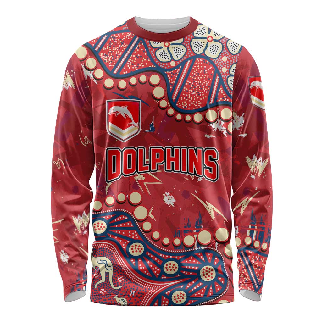 Personalized Dolphins Rugby Long Sleeve Shirt Aboriginal Pattern with Graffiti Style Design