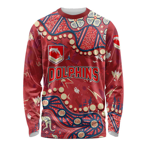 Personalized Dolphins Rugby Long Sleeve Shirt Aboriginal Pattern with Graffiti Style Design