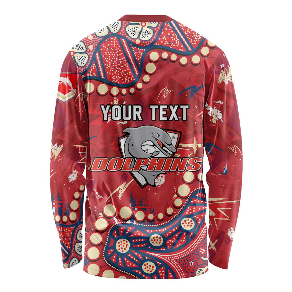 Personalized Dolphins Rugby Long Sleeve Shirt Aboriginal Pattern with Graffiti Style Design