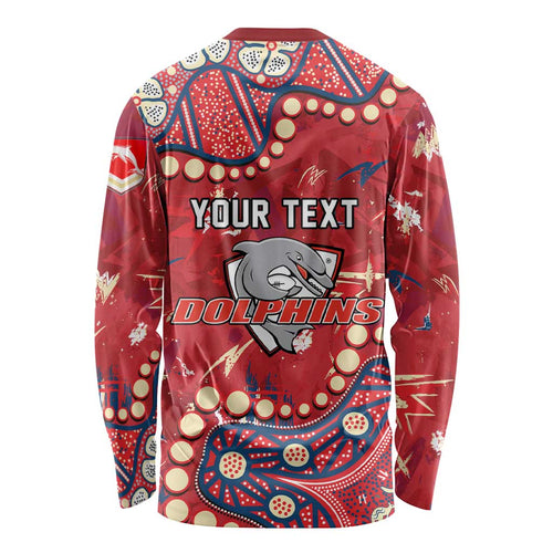 Personalized Dolphins Rugby Long Sleeve Shirt Aboriginal Pattern with Graffiti Style Design