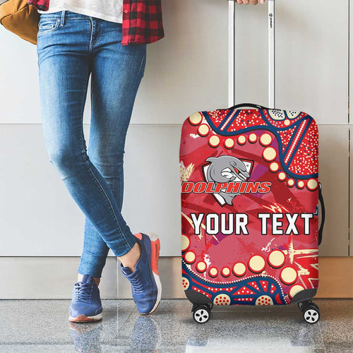 Personalized Dolphins Rugby Luggage Cover Aboriginal Pattern with Graffiti Style Design
