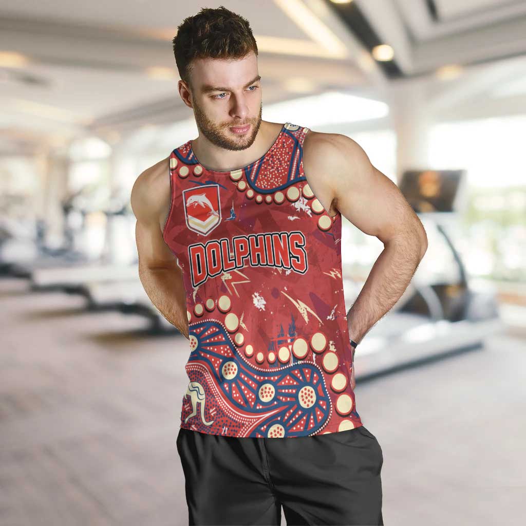 Personalized Dolphins Rugby Men Tank Top Aboriginal Pattern with Graffiti Style Design