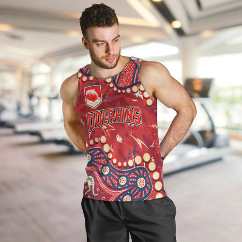 Personalized Dolphins Rugby Men Tank Top Aboriginal Pattern with Graffiti Style Design