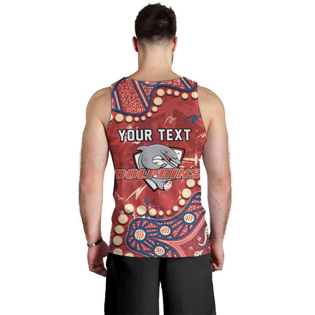Personalized Dolphins Rugby Men Tank Top Aboriginal Pattern with Graffiti Style Design