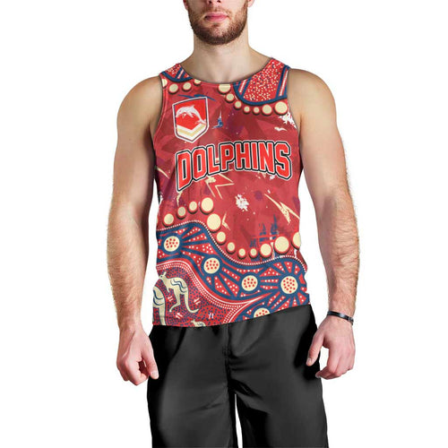 Personalized Dolphins Rugby Men Tank Top Aboriginal Pattern with Graffiti Style Design