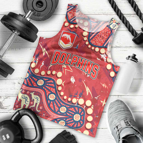 Personalized Dolphins Rugby Men Tank Top Aboriginal Pattern with Graffiti Style Design