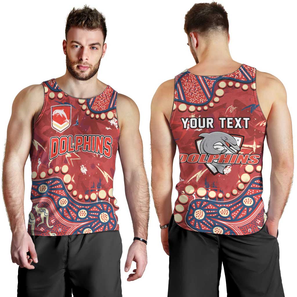Personalized Dolphins Rugby Men Tank Top Aboriginal Pattern with Graffiti Style Design