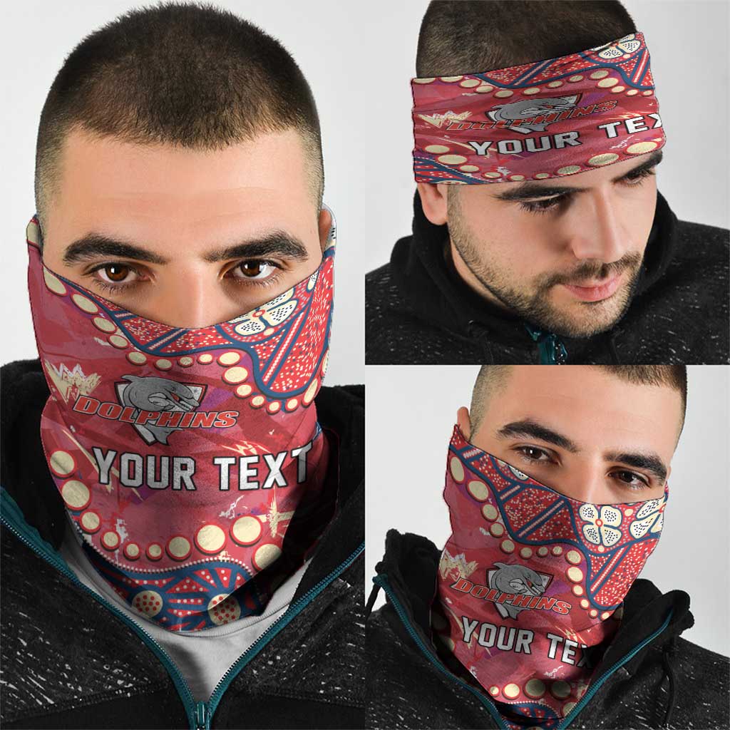 Personalized Dolphins Rugby Neck Gaiter Aboriginal Pattern with Graffiti Style Design