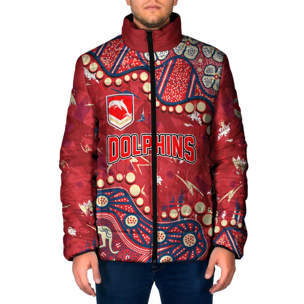 Personalized Dolphins Rugby Padded Jacket Aboriginal Pattern with Graffiti Style Design