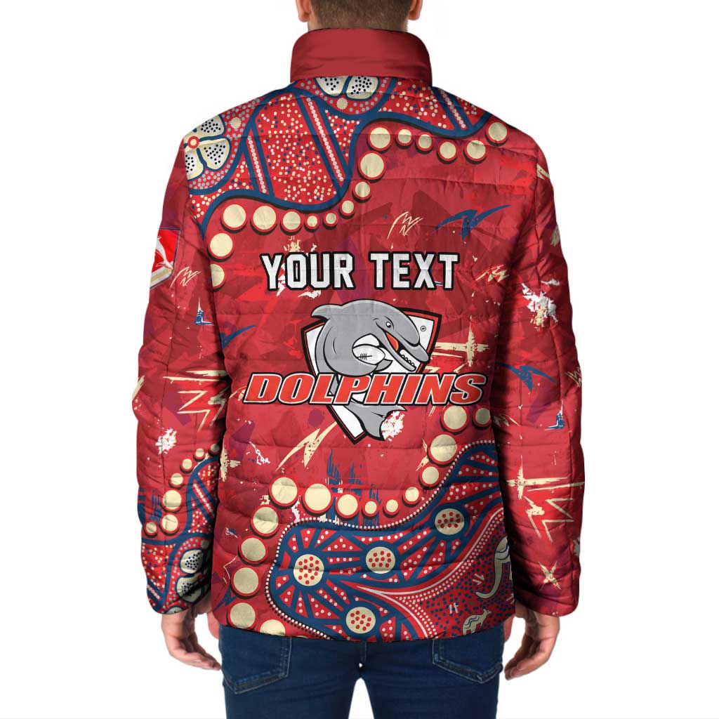 Personalized Dolphins Rugby Padded Jacket Aboriginal Pattern with Graffiti Style Design