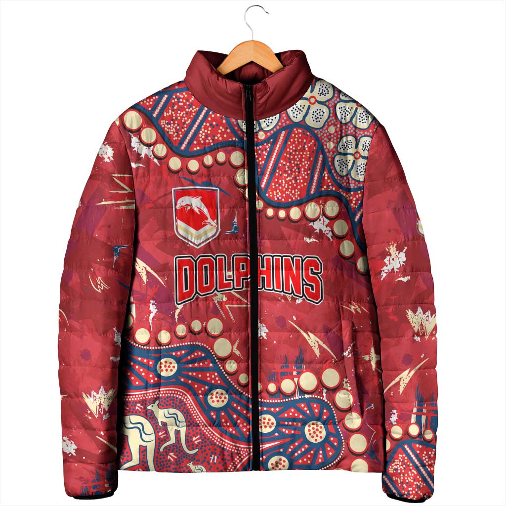 Personalized Dolphins Rugby Padded Jacket Aboriginal Pattern with Graffiti Style Design