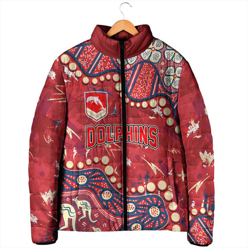 Personalized Dolphins Rugby Padded Jacket Aboriginal Pattern with Graffiti Style Design