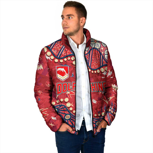 Personalized Dolphins Rugby Padded Jacket Aboriginal Pattern with Graffiti Style Design