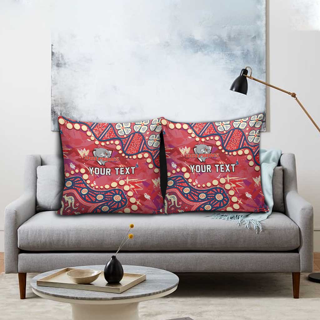 Personalized Dolphins Rugby Pillow Cover Aboriginal Pattern with Graffiti Style Design