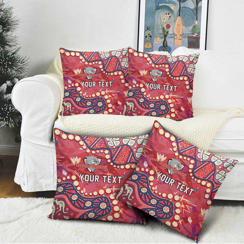 Personalized Dolphins Rugby Pillow Cover Aboriginal Pattern with Graffiti Style Design