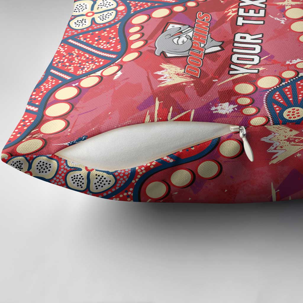 Personalized Dolphins Rugby Pillow Cover Aboriginal Pattern with Graffiti Style Design