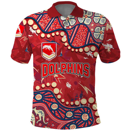 Personalized Dolphins Rugby Polo Shirt Aboriginal Pattern with Graffiti Style Design