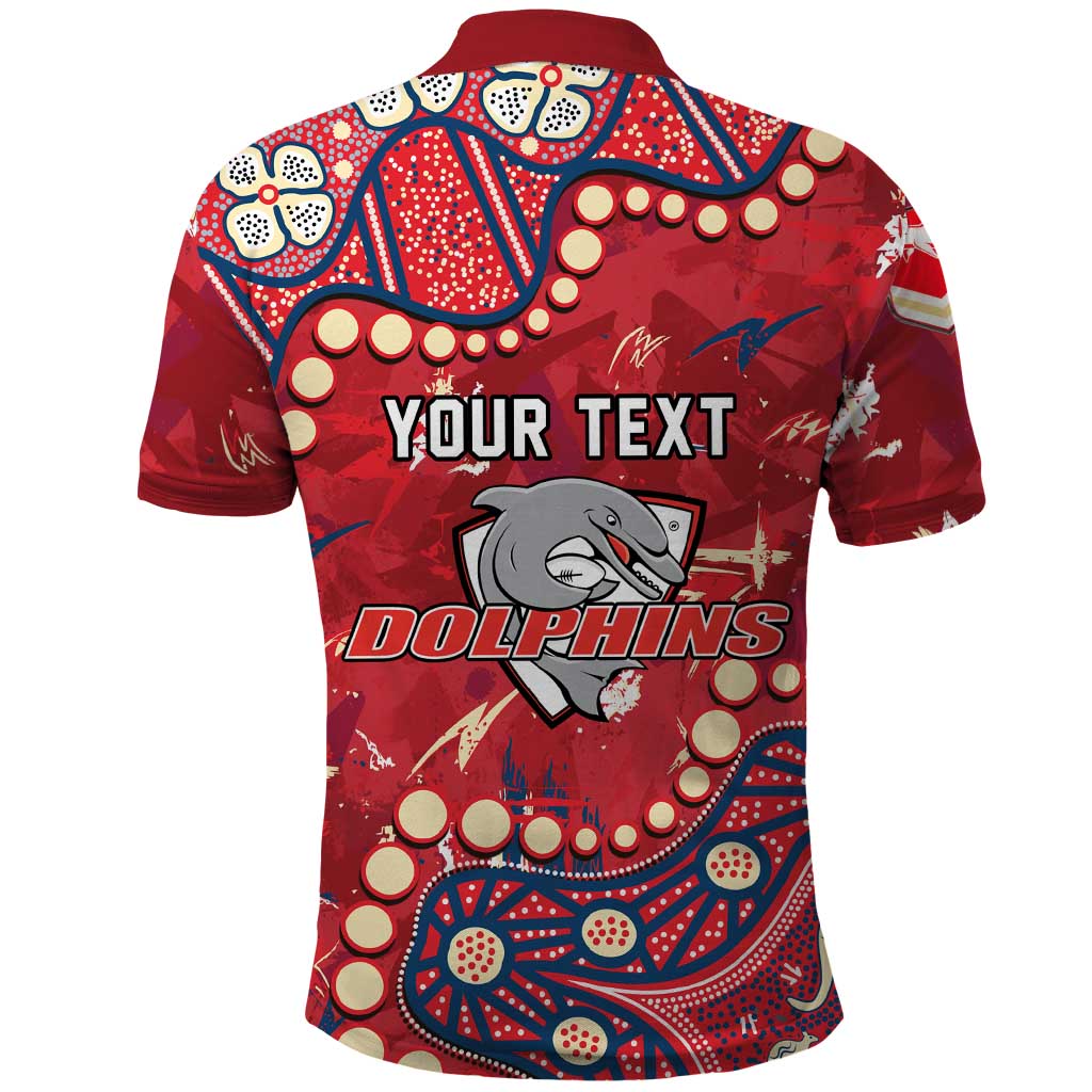 Personalized Dolphins Rugby Polo Shirt Aboriginal Pattern with Graffiti Style Design