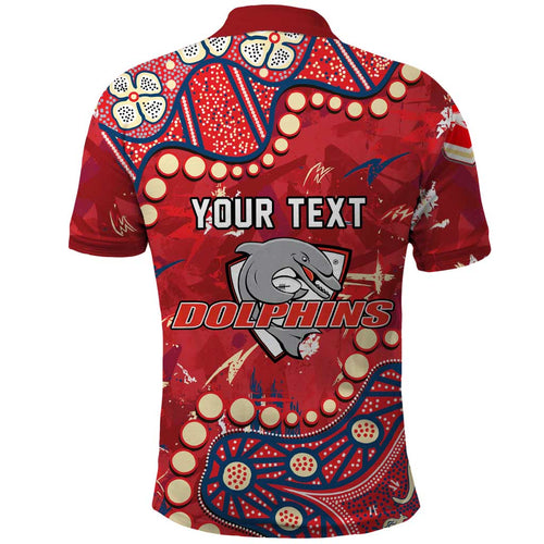 Personalized Dolphins Rugby Polo Shirt Aboriginal Pattern with Graffiti Style Design