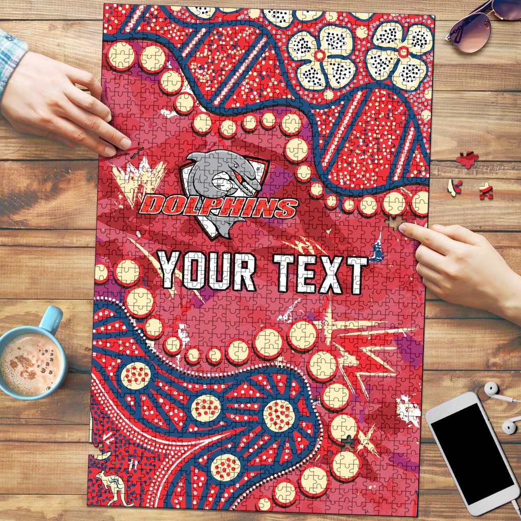 Personalized Dolphins Rugby Puzzle Aboriginal Pattern with Graffiti Style Design