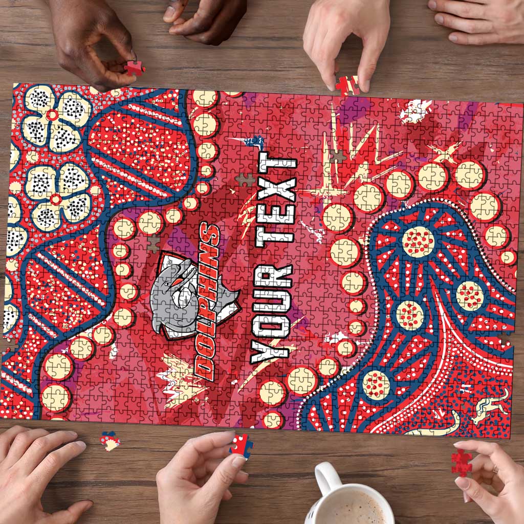 Personalized Dolphins Rugby Puzzle Aboriginal Pattern with Graffiti Style Design