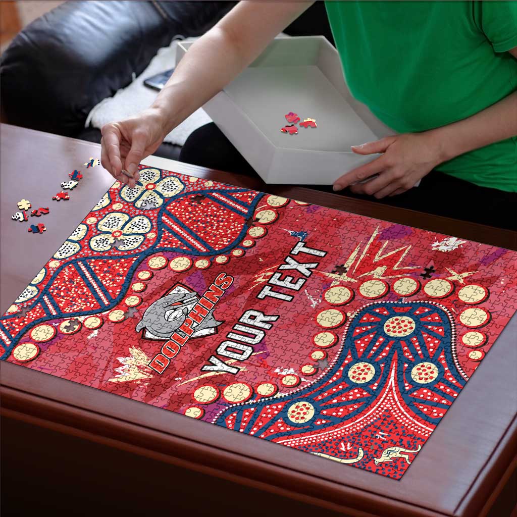 Personalized Dolphins Rugby Puzzle Aboriginal Pattern with Graffiti Style Design