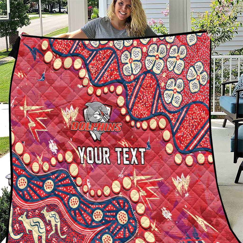 Personalized Dolphins Rugby Quilt Aboriginal Pattern with Graffiti Style Design