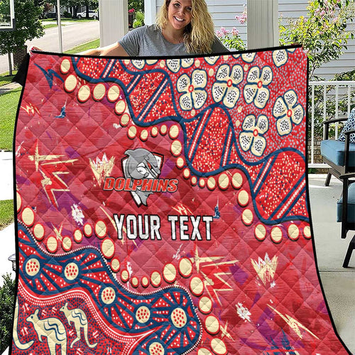 Personalized Dolphins Rugby Quilt Aboriginal Pattern with Graffiti Style Design