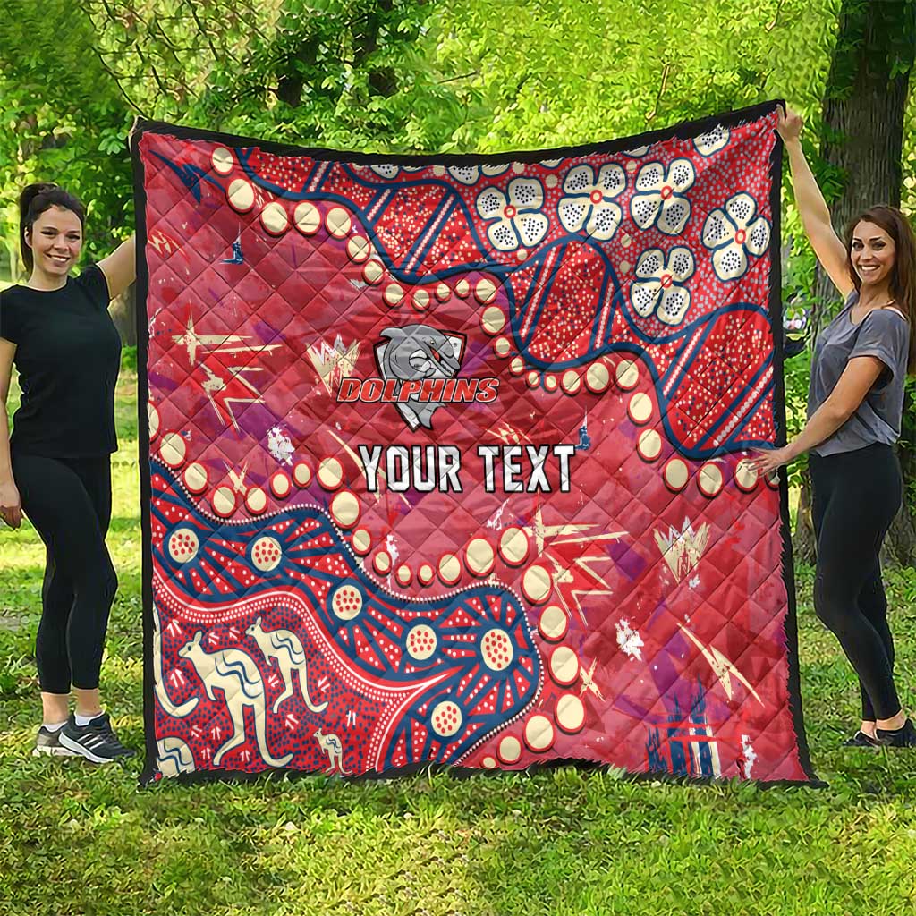 Personalized Dolphins Rugby Quilt Aboriginal Pattern with Graffiti Style Design