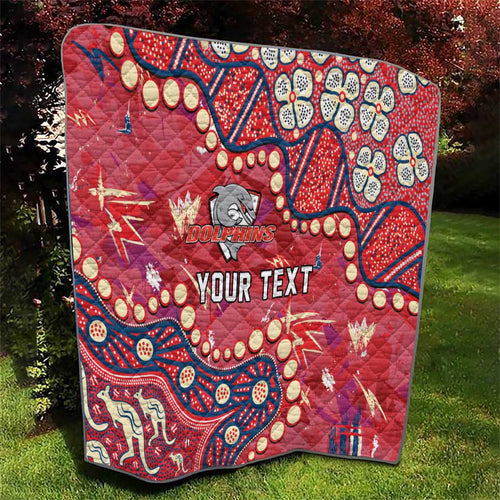 Personalized Dolphins Rugby Quilt Aboriginal Pattern with Graffiti Style Design