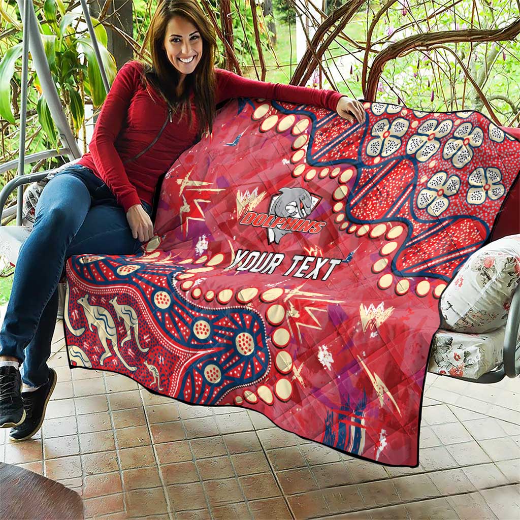 Personalized Dolphins Rugby Quilt Aboriginal Pattern with Graffiti Style Design