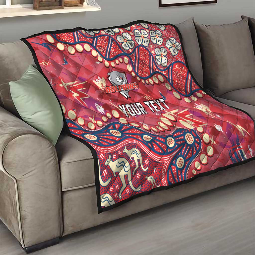 Personalized Dolphins Rugby Quilt Aboriginal Pattern with Graffiti Style Design