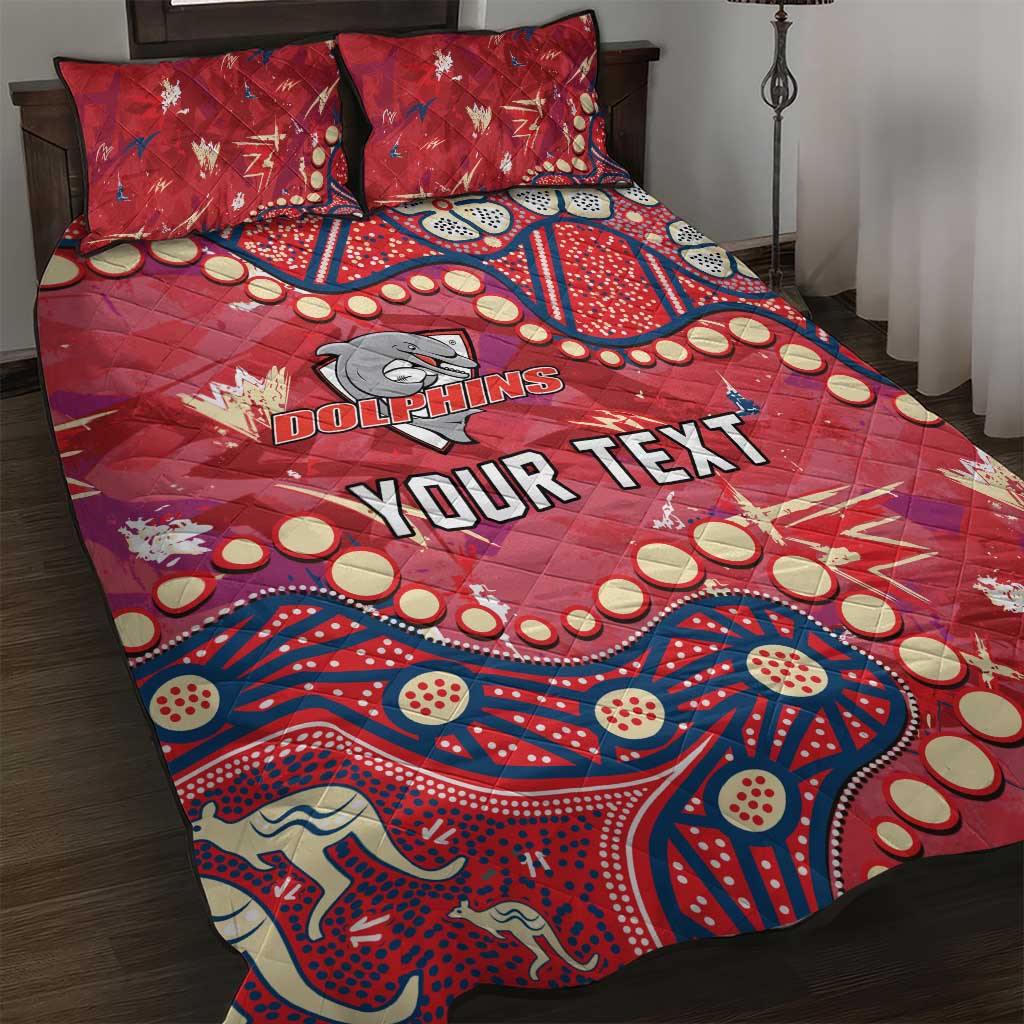 Personalized Dolphins Rugby Quilt Bed Set Aboriginal Pattern with Graffiti Style Design