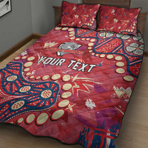 Personalized Dolphins Rugby Quilt Bed Set Aboriginal Pattern with Graffiti Style Design