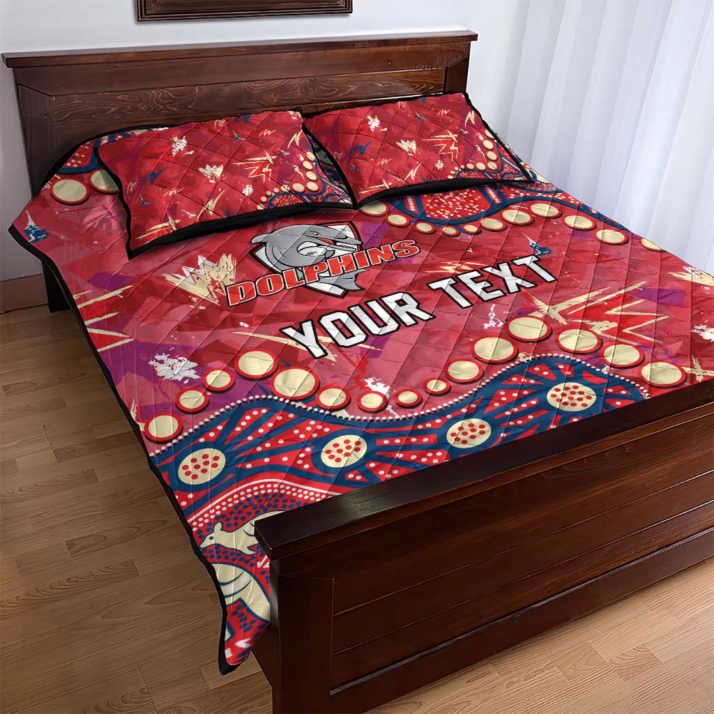 Personalized Dolphins Rugby Quilt Bed Set Aboriginal Pattern with Graffiti Style Design